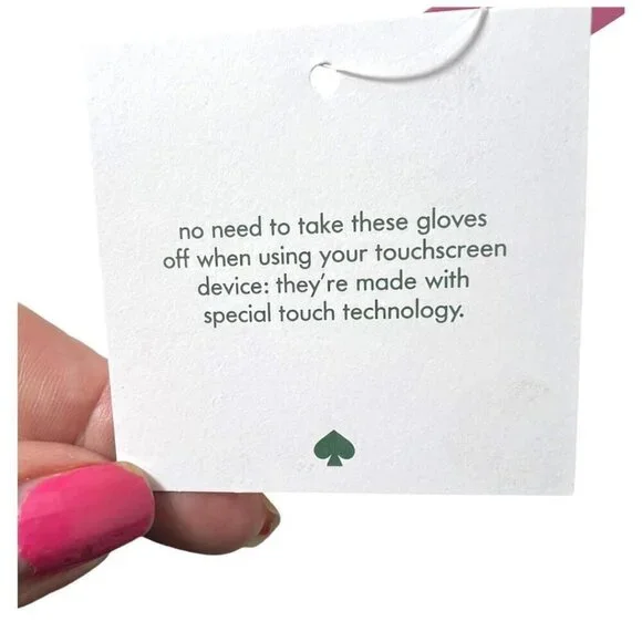 Kate Spade Womens Rose Pink Wool Bow Accent Knit Touchscreen Gloves Sz L New